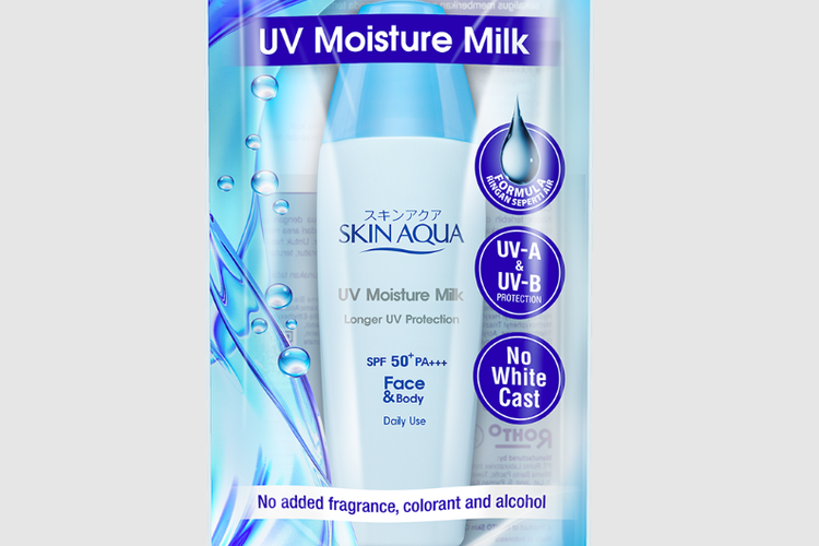 Skin Aqua UV Moisture Milk SPF 50, rekomendasi sunscreen murah 
