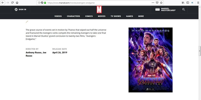 Bidik layar sinopsis Avengers: Endgame dalam situs web resmi Marvel Studios.
