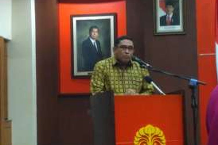 Kepala Bidang Investigasi Densus 88 Faisal Tayeb memberikan paparan dalam sebuah simposium di Indonesia Indonesia, Depok, Rabu (30/11/2016)