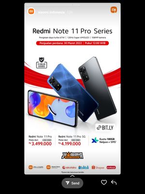 Tangkapan layar informasi penjualan perdana Redmi Note 11 Pro series yang dimulai pada 30 Maret 2022.
