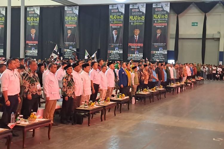 Perwakilan PKB, PAN, Gelora, PSI, hingga PKN menghadiri acara deklarasi Prabowo Capres 2024 di ICE BSD, Tangerang Selatan, Minggu (30/7/2023). 