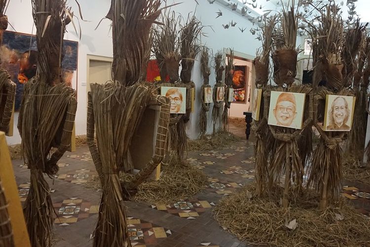 Pameran Memedi Sawah oleh seniman Yogyakarta, Hari Budiono, di Balai Soedjatmoko Solo, 24-20 Maret 2019.