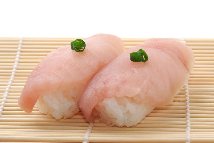 Ilustrasi sushi dengan daging ikan tuna albacore