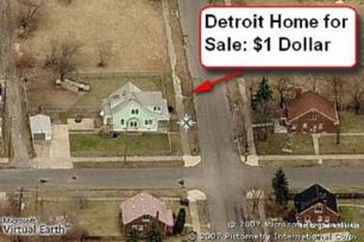 Rumah seharga 1 dollar AS ini masih ada dalam daftar kantor agen properti di Detroit.