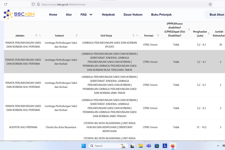 Cara melihat jumlah pelamar CPNS 2024 tidak tersedia di situs sscasn.