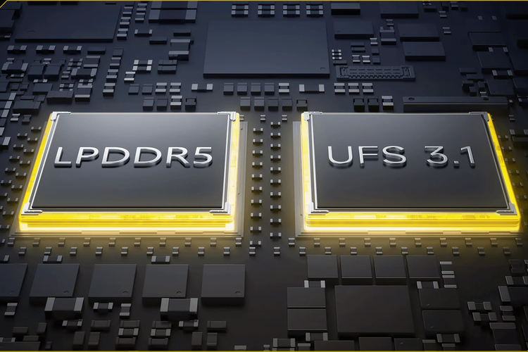 ilustrasi RAM LPDDR5 dan storage UFS 3.1