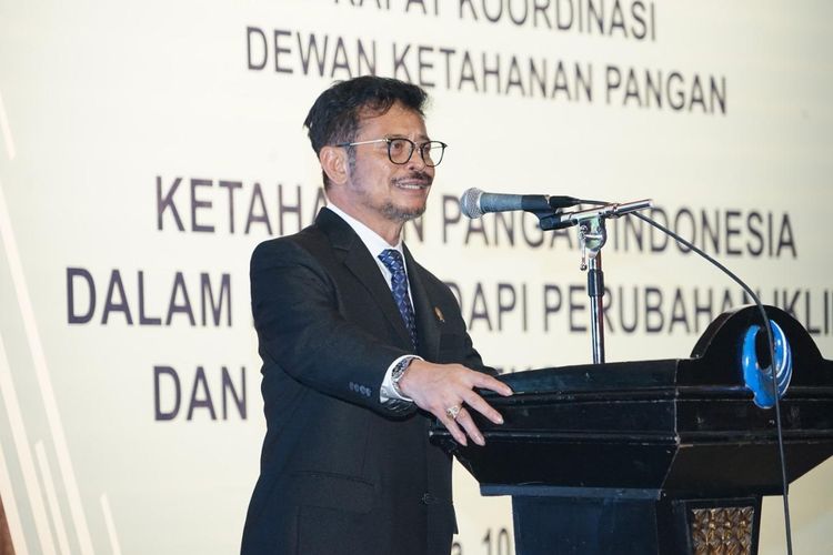 Menteri Pertanian Syahrul Yasin Limpo saat menyampaikan arahan dalam acara Rapat Koordinasi Dewan Ketahanan Pangan di Jakarta (10/03/2020)