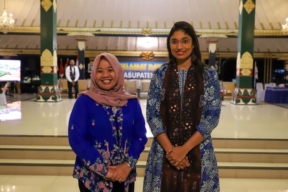 Bupati Sleman Kustini Sri Purnomo menerima langsung kunjungan Menteri Perindustrian, Kewirausahaan dan Investasi Republik Seychelles Devika Vidot di Pendopo Parasamya Kabupaten Sleman, Sabtu (10/8/2024).