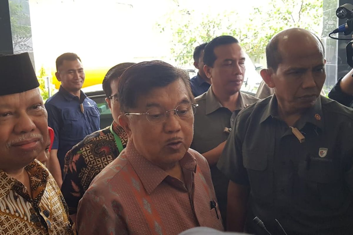 Ketua PMI sekaligus Wakil Presiden RI ke-10 dan ke-12 Jusuf Kalla saat ditemui di Perpustakaan Nasional, Jakarta, Rabu (4/3/2020).