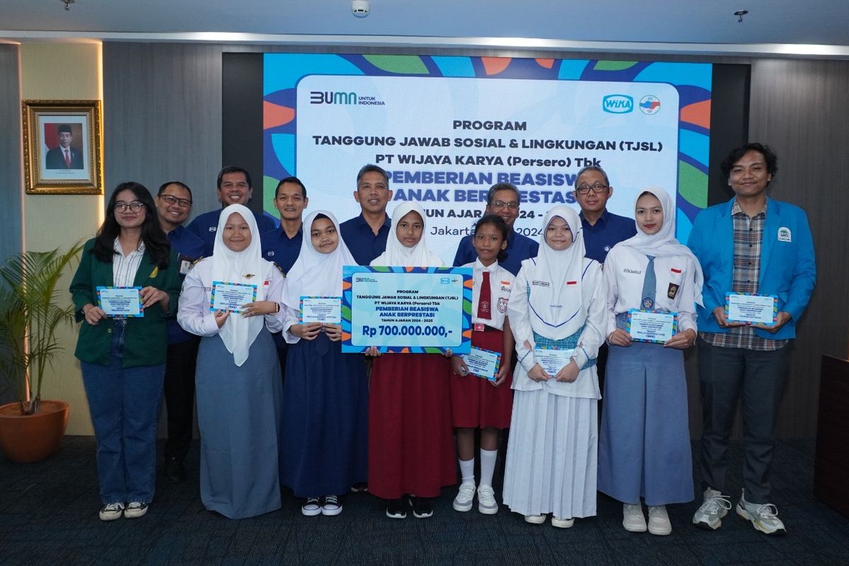 PT Wijaya Karya (Persero) Tbk (WIKA), melalui program Tanggung Jawab Sosial dan Lingkungan (TJSL), menyalurkan beasiswa pendidikan senilai Rp 700 Juta kepada 301 anak berprestasi yang kurang mampu. 