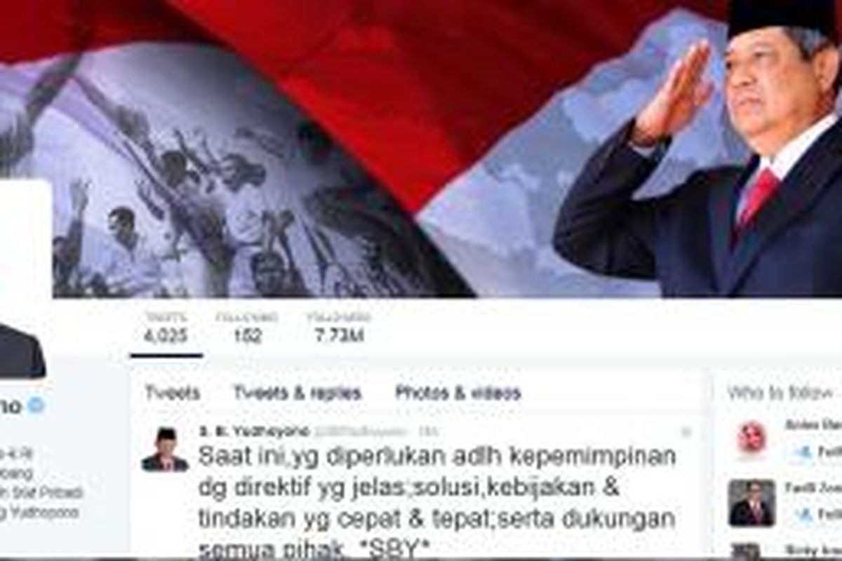 Akun twitter Susilo Bambang Yudhoyono