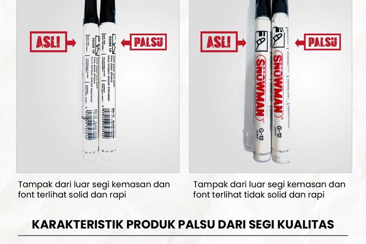 Cara membedakan produk Snowman asli dan palsu. 