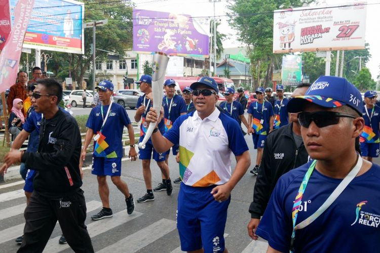 PGN berpartisipasi dalam torch relay Asian Games 2018 di Kota Jambi, Jumat (3/8/2018)