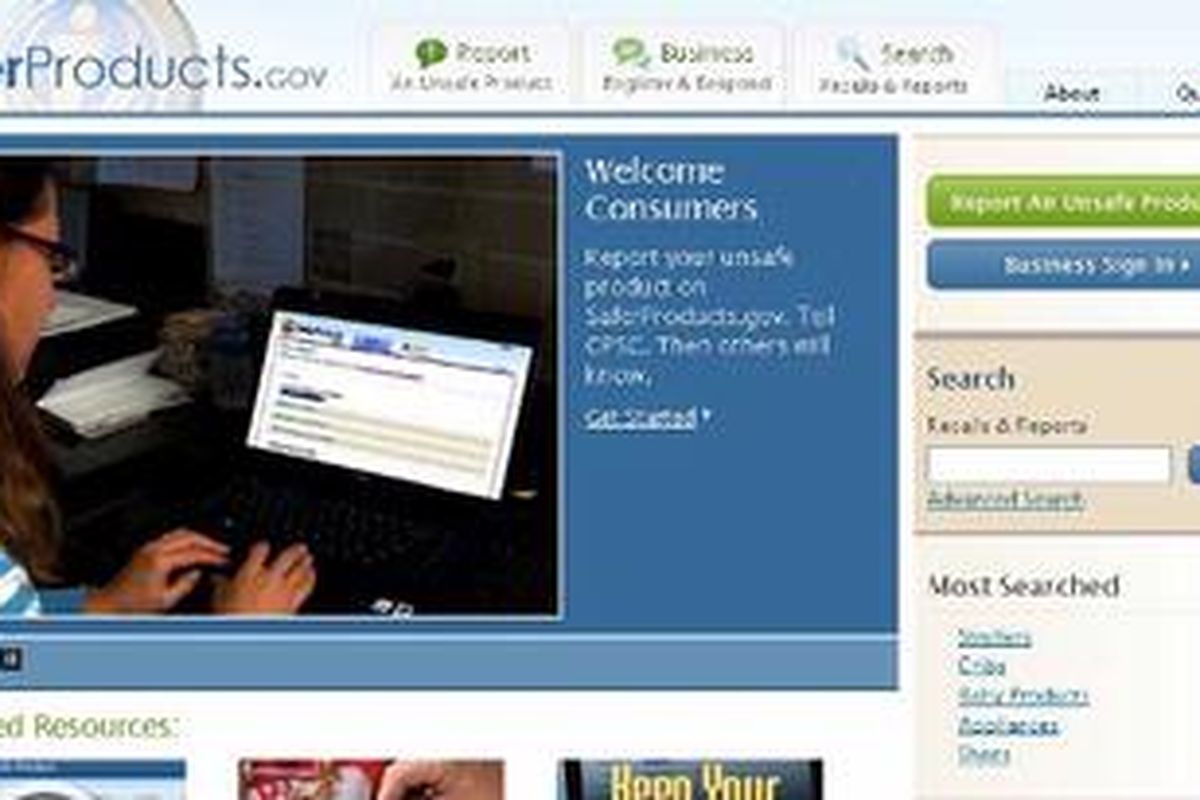 Screenshot SaferProducts.gov