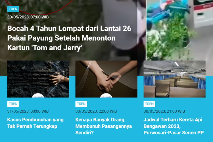 Berita-berita populer kanal Tren Kompas.com sepanjang Selasa (30/5/2023) hingga Rabu (31/5/2023) pagi.