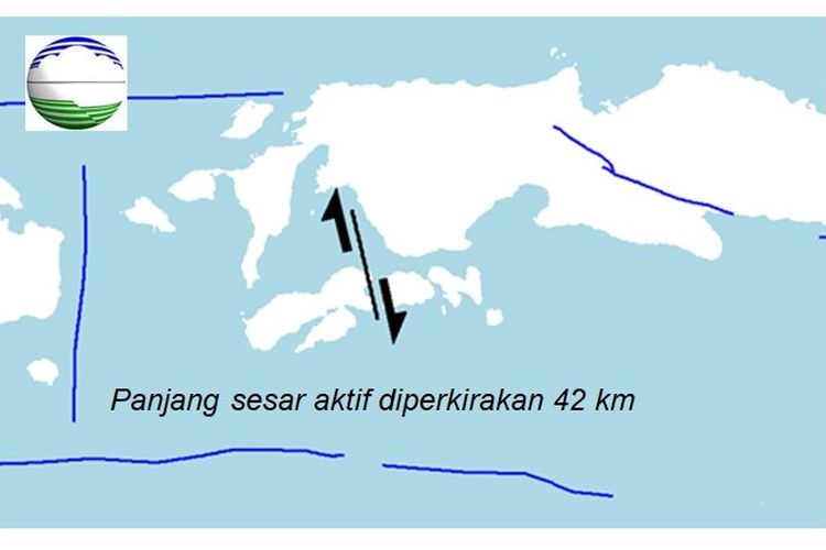 Ilustrasi keberadaaan sesar aktif yang baru diketahui oleh BMKG, terletak di antara Ambon dan Haruku.