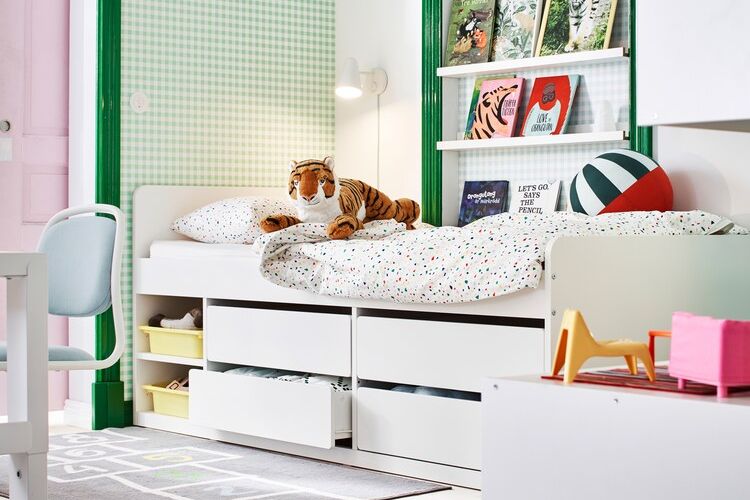 Ilustrasi kamar tidur anak yang juga bisa difungsikan sebagai sudut untuk bermain.