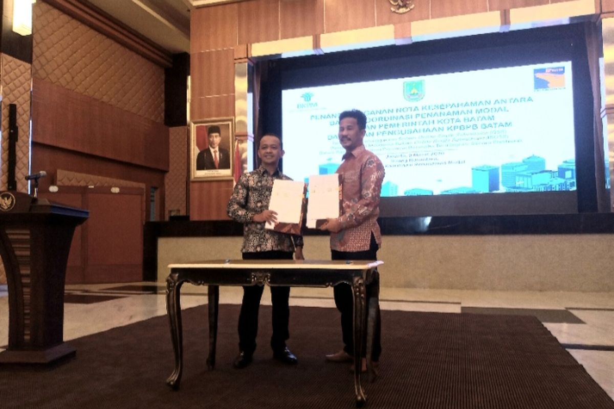 Penendatanganan MoU OSS antara Badan Koordinasi Penanaman Modal (BKPM) bersama Badan Badan Pengusaha (BP) Batam di Jakarta Senin (9/3/2020) 