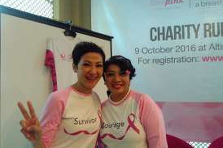 Pendiri komunitas peduli kanker payudara Lovepink, Madelina Mutia (kiri) dan Shanti Persada (kanan).