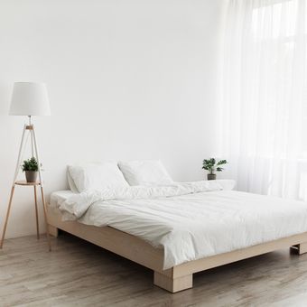 Ilustrasi kamar tidur minimalis. 