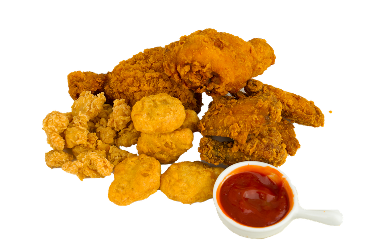 Ilustrasi nugget, karaage, chicken wings fast food