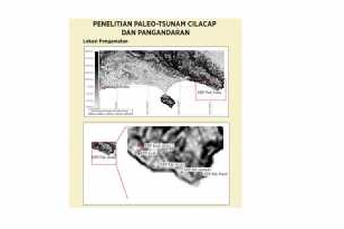 Lokasi Pengamatan dalam penelitian paleo tsunami di Cilacap dan Pangandaran