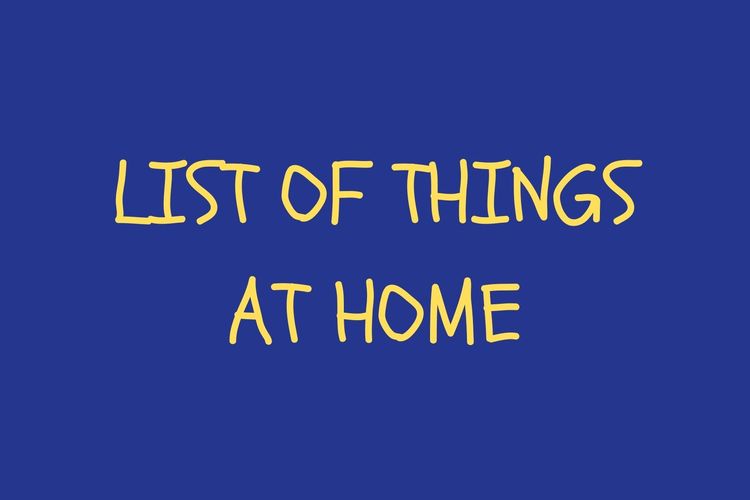 Ilustrasi daftar nama benda di rumah dalam bahasa Inggris.
