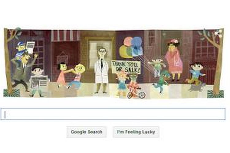 Dr.Jonas Salk, penemu vaksin polio menjadi Google Doodle.