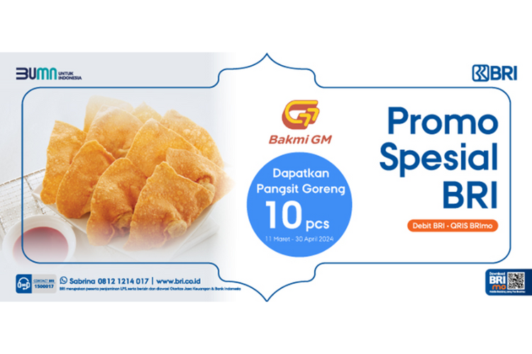 Promo Spesial BRI Bakmi GM untuk pemegang Debit BRI dan QRIS di BRImo 