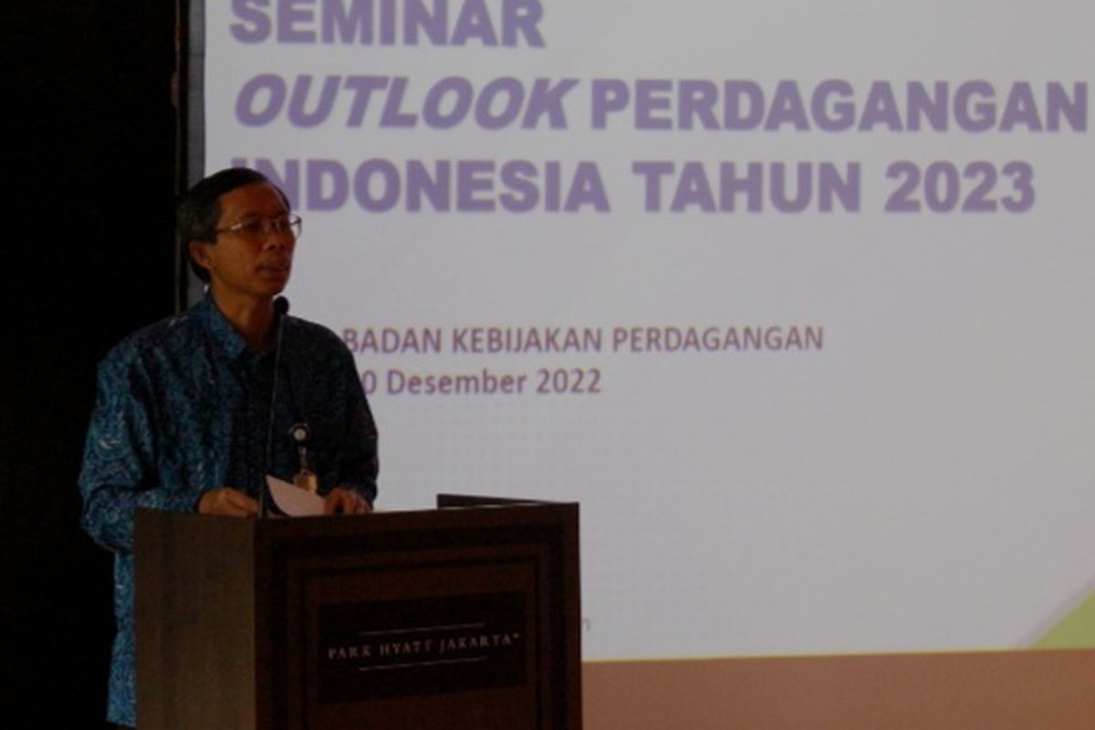 Kepala Badan Kebijakan Perdagangan (BKPerdag), Kasan pada Seminar Outlook Perdagangan Indonesia Tahun 2023 di Jakarta, Selasa (20/12/2022).
