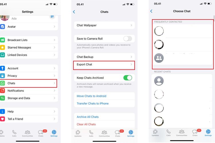 Ilustrasi cara mengetahui anak sering chat dengan siapa di WhatsApp melalui Frequently Contacted di ekspor chat.