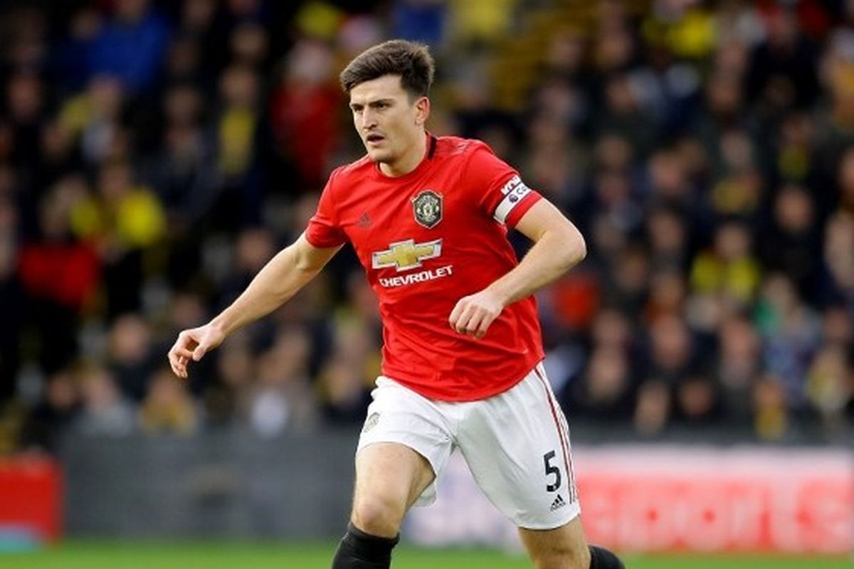 Harry Maguire dari Manchester United beraksi saat pertandingan Liga Premier antara Watford FC dan Manchester United di Vicarage Road pada 22 Desember 2019 di Watford