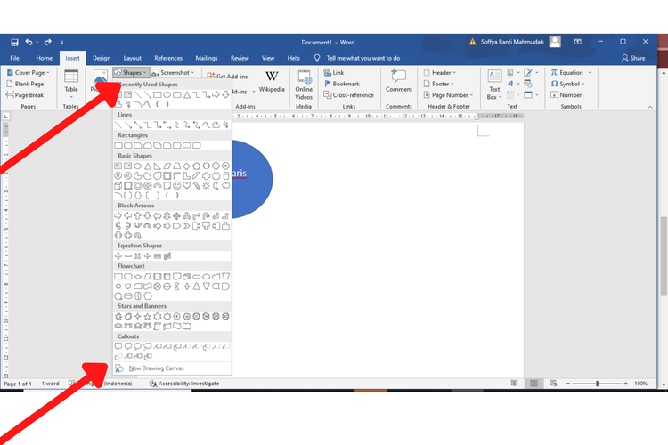 cara membuat flowchart di word