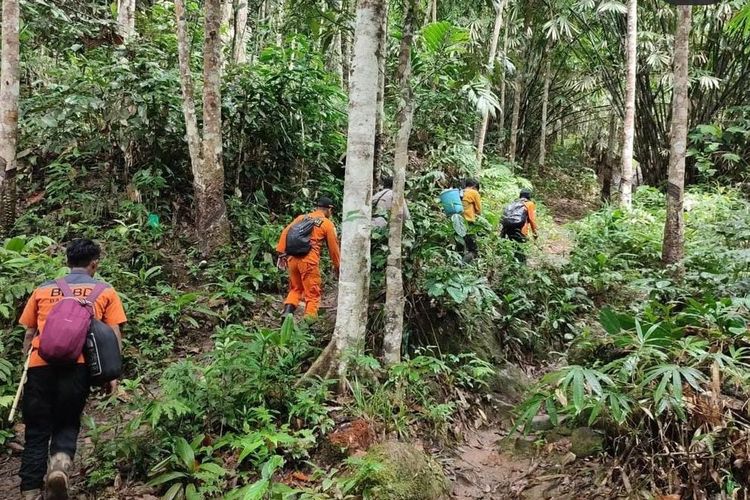 Tim pencarian gabungan menyisir jalur pendakian Gunung Hauk, Balangan, Kalsel tempat seorang pendaki asal Banjarmasin dilaporkan hilang sejak, Rabu (13/7/2022). 