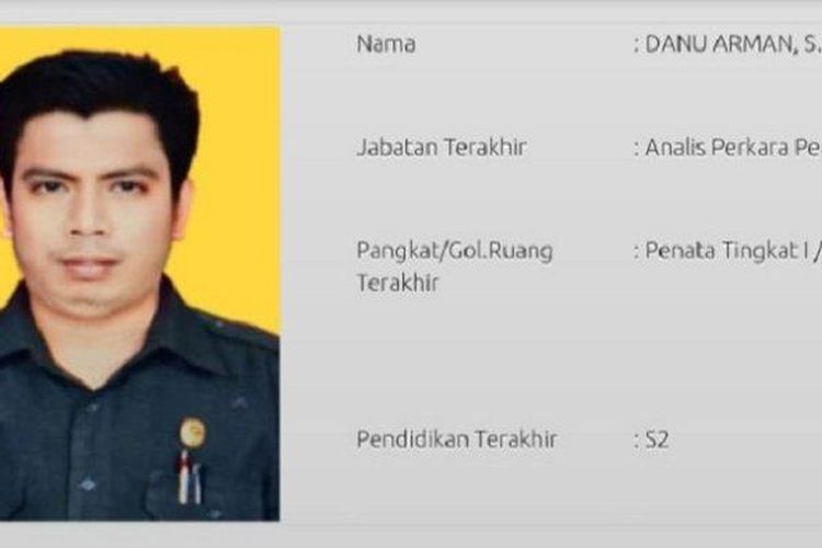 Mantan hakim Pengadilan Negeri Rangkasbitung, Banten, Danu Arman 

