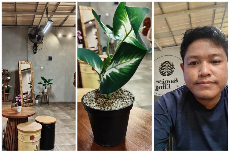 Hasil foto kamera utama (kiri dan tengah) dan selfie (kanan) Realme 14 5G.