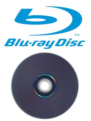 Logo Blu-ray sebagai salah satu medium fisik yang mampu menyimpan video beresolusi FHD, berikut tampilan cakramnya yang memiliki refleksi warna kebiruan