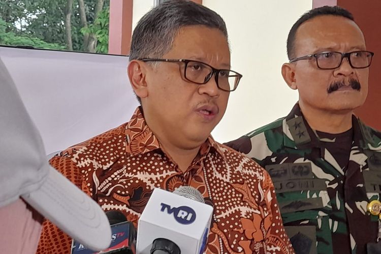Sekretaris Jenderal DPP PDI-P Hasto Kristiyanto di Universitas Pertahanan, Bogor, Jawa Barat, Minggu (5/6/2022).