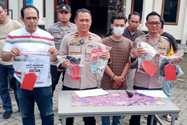 Polisi dari Polsek Lowokwaru menggelar ungkap kasus tindak pidana laporan palsu tentang begal di Kota Malang, Jawa Timur. 