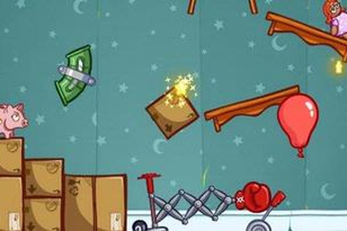 Screenshot game Casey s Contraption versi asli, sebelum dibeli oleh Rovio.