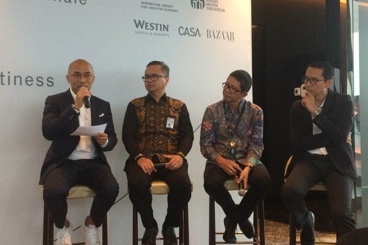 Konferensi pers La Biennale Architetettura di Hotel Westin, Jakarta, Kamis (14/12/2017).