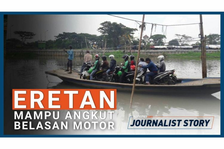 Perahu Eretan di Kali Cagak, Muara Karang, Jakarta Utara.