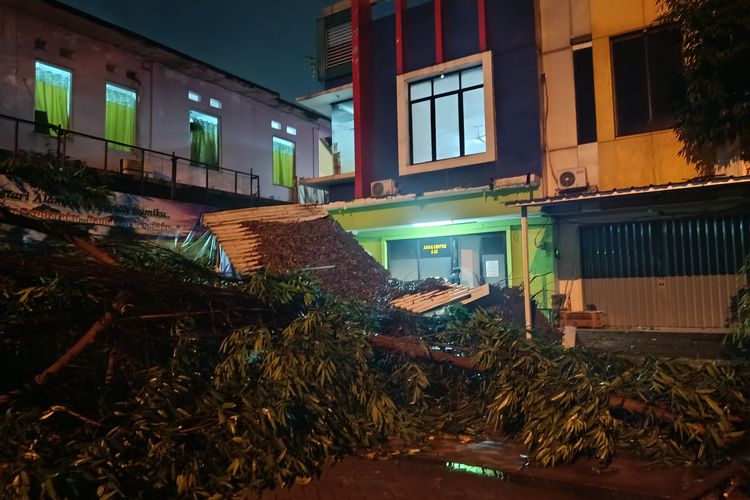 Hujan Deras dan Angin Kencang di Bekasi Tumbangkan Belasan Pohon, Atap Ruko Rusak