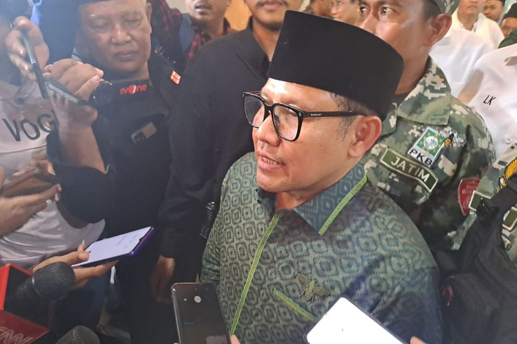 Ketua Umum PKB Muhaimin Iskandar (Cak Imin) saat ditemui di Pondok Pesantren Al Aqobah Tebuireng, Jombang, Jawa Timur, Minggu (10/9/2023). 