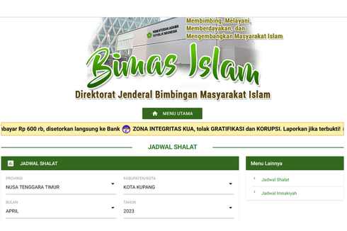Jadwal Shalat Kupang Selama Ramadhan 2023
