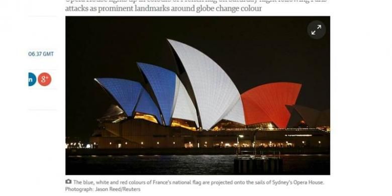 Sydney Opera House Pun Berwarna Bendera Perancis...