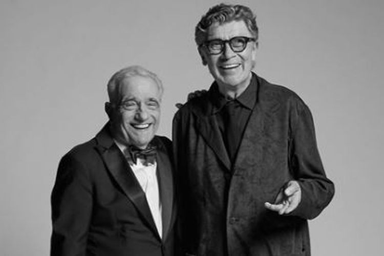 Foto Sutradara Martin Scorsese sedang bersama Robbie Robertson