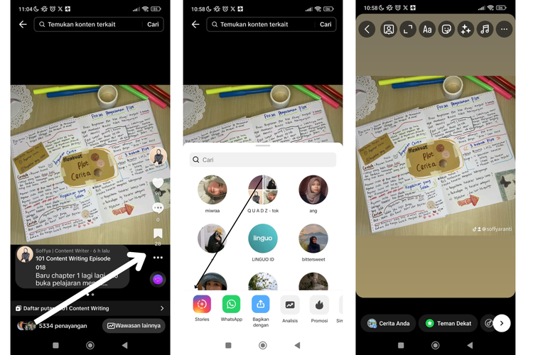 Ilustrasi cara bagikan video TikTok ke Instagram Stories