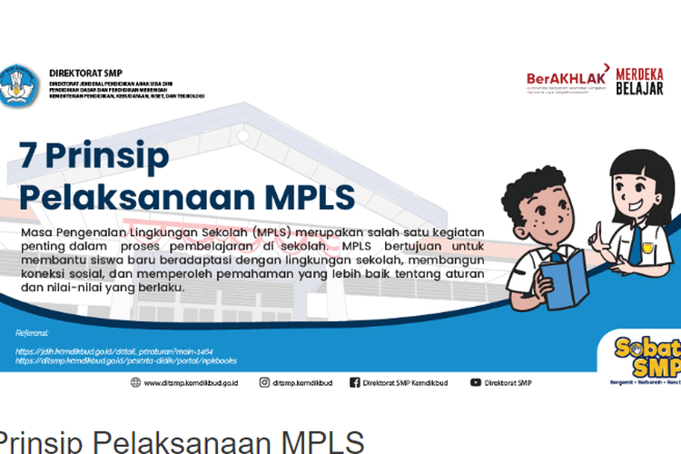 Prinsip pelaksanaan kegiatan Masa Pengenalan Lingkungan Sekolah (MPLS) sesuai Permendikbud Nomor 18 Tahun 2016.