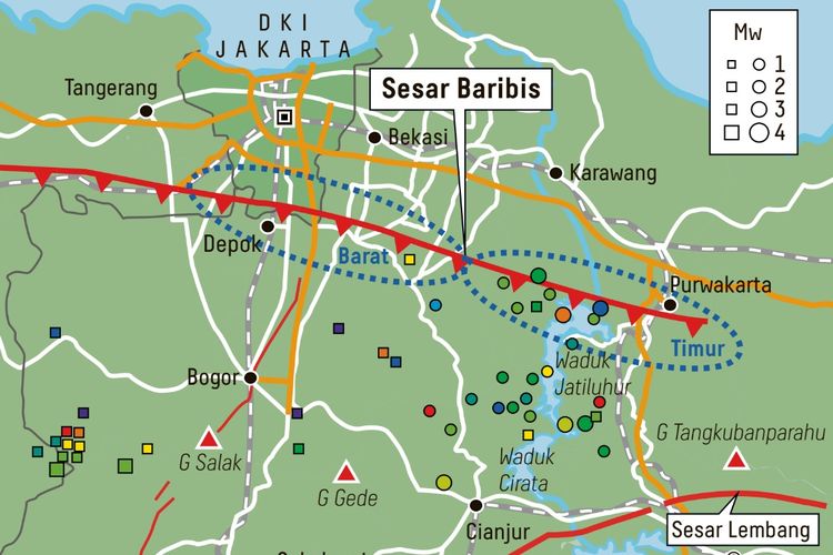Sesar Baribis disebut berpotensi menyebabkan bagian selatan Jakarta dilanda gempa bumi. 